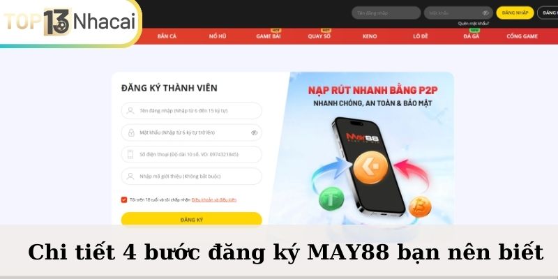 Chi tiết 4 bước đăng ký MAY88 bạn nên biết
