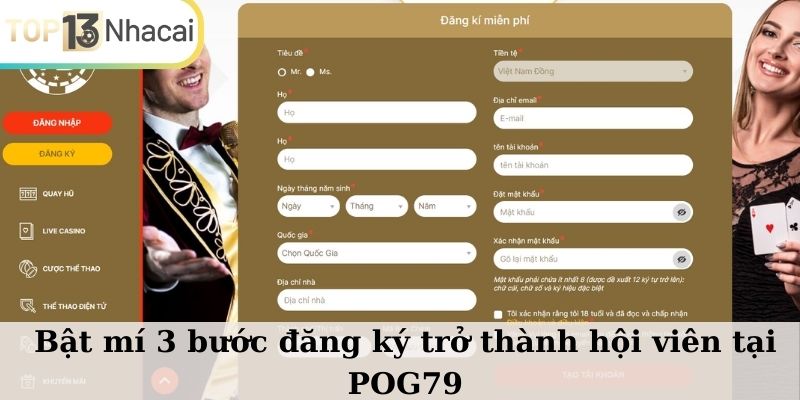 3 bước tạo tài khoản trở thành hội viên