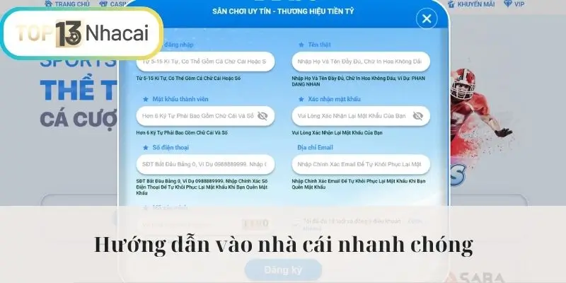 Hướng dẫn vào nhà cái nhanh chóng