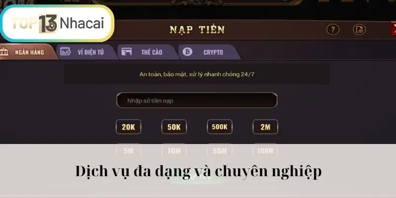 Đa dạng dịch vụ với chuyên nghiệp